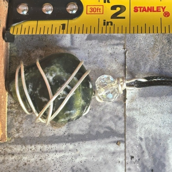 Pendant Necklace Serpentine, Healerite Gemstone Wire Wrapped 16-18’ Chain 5518 G - Picture 9 of 12